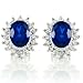 Blue Sapphire CZ British Royal Wedding Earrings Kate Middleton Inspired in Silver