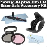 Essentials Filter Accessory Kit For Sony A55, A33, SLT-a35 DSLR SLT A55, SLT A33 SLTA35K A65 SLT-A65V Includes 55mm Lens Hood + 55mm 3pc High Resolution Filter Kit + Lens Pen Cleaning Kit + BP MicroFiber Cleaning Cloth
