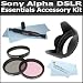 Essentials Filter Accessory Kit For Sony A55, A33, SLT-a35 DSLR SLT A55, SLT A33 SLTA35K A65 SLT-A65V Includes 55mm Lens Hood + 55mm 3pc High Resolution Filter Kit + Lens Pen Cleaning Kit + BP MicroFiber Cleaning Cloth