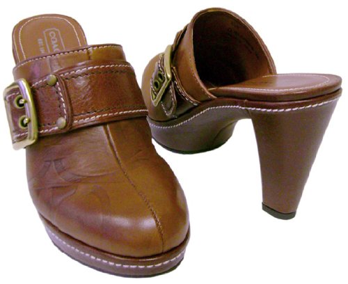 COACH CANDACE SIGNATURE BROWN MULES SHOES CLOGS