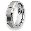 Grooved Beveled Edge Brushed & Polished Tungsten Carbide Ring (7.0 mm) - Sizes 7-13