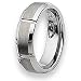 Grooved Beveled Edge Brushed & Polished Tungsten Carbide Ring (7.0 mm) - Sizes 7-13