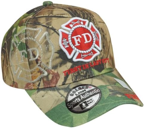 Fire Rescue Fighter Department First In Last Out Camouflage Camo Velcro Hat Cap