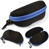 Mokingtop&reg;Fashion Portable Carabiner Eye Glasses Sunglasses Hard Case Protector Box (Blue)