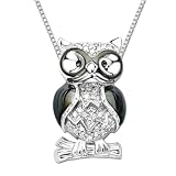 Sale  Sterling Silver Diamond Owl Pendant (0.109 cttw I-J Color, I3 Clarity), 18