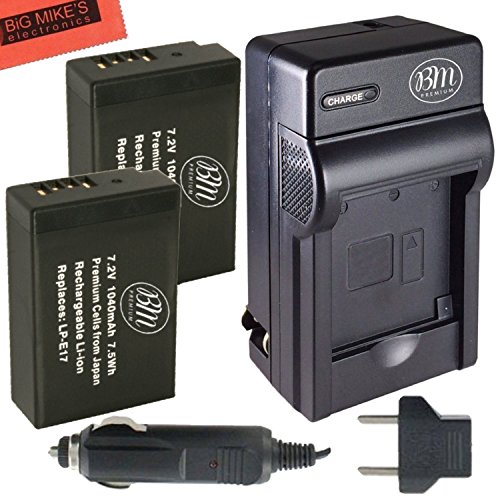 BM Premium 2-Pack of LP-E17 Batteries and Battery Charger for Canon EOS M3, EOS M5, EOS Rebel T6i, Rebel T6s, EOS 750D, EOS 760D, EOS 8000D, KISS X8i Digital SLR Camera