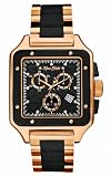 Image of Marc Ecko E37537G1 Gents Chronograph with date Black dial with luxury pattern PVD Rose Gold Steel bracelet with Matt IP Black Steel middle link