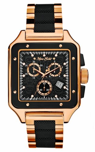Marc Ecko E37537G1 Gents Chronograph with date Black dial with luxury pattern PVD Rose Gold Steel bracelet with Matt IP Black Steel middle link Image of Marc Ecko E37537G1 Gents Chronograph with date Black dial with luxury pattern PVD Rose Gold Steel bracelet with Matt IP Black Steel middle link