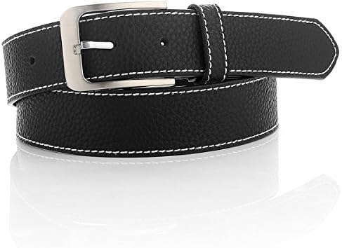 Generic Classic Leather Dress Belt for Men 35mm Lichee Pattern 44 Black