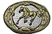 TFJ Men Belt Buckle Silver Metal Western Cowboys Rodeo Gold Riding Horse Filigree