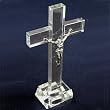 Glass Crucifix - Height: 6" - Pedestal - Includes Deluxe Box