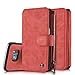 AIREBO 5161757 Dermis Handmade Genuine Cowhide Wallet Type Leather Case with Zipper for Samsung Galaxy S7 Edge, Wine Red