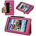 Evecase SlimBook Leather HandStrap Folio Stand Case Cover for Hisense Sero 7 LT (Lite) - 7' Android Tablet - Hot Pink