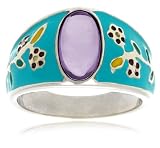 Sterling Silver, Amethyst and Enamel Ring by David Sigal