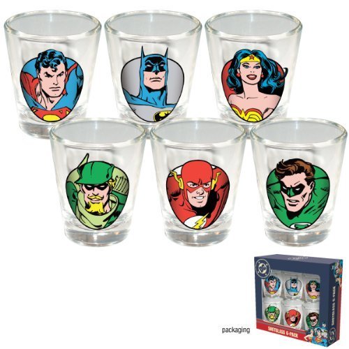  DC Comics Superheroes Set of 6 Shot Glasses