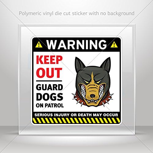 Decal Stickers Warning Keep Out Guard Dogs On Patrol Tablet Laptop Wea (3 X 2.92 Inches)