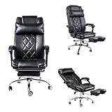 BTM Luxus Hohe Rückenlehne Fernsehsessel und Fußhocker Computer Boss Chefsessel Kunstleder Bürostuhl schwarz - 2