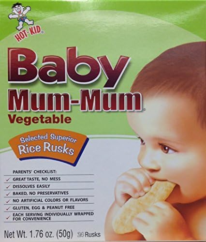 Hot Kid Baby MUM MUM RICE RUSKS Vegetable 1.76oz. (Pack of 3) by Hot Kids