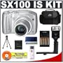 Canon PowerShot SX100IS 8MP Digital Camera with 10x Optical Image Stabilized Zoom (Silver) + High-Power Automatic Accessory Flash with Digital Slave Flash Grip + NiMH Rapid Charger & High-Capacity Rechargeable Batteries + USB Card Reader + Padded Carrying Case