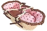 Hoohobbers Doll Moses Basket, Dots Pink
