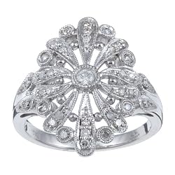 10k White Gold 1/2 Carat TDW Antique Vintage Style Pave Diamond Ring (G-H, I1-I2)