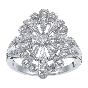 1/2 Carat TDW Antique Vintage Style Pave Diamond Ring in Sterling Silver (G-H I1-I2)