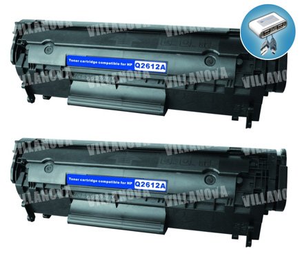 2 PACK: HP Q2612A (12A) Compatible Remanufactured 2,500 Yield Black Laser Ton...