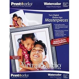 Printworks Portrait Studio Collection Specialty Photo Paper, Watercolor, 8.5 x 11, 14 mil Thickness, 5 Sheets/Pack - 00649