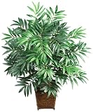 Nearly Natural 6556 Bamboo Palm w/Wood Wicker Basket Silk Plant