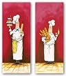 Chef With Bread And Oil and Chef With Pastry Set by Tracy Flickinger 4"x10" Art Print Poster