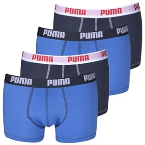 PUMA Herren BASIC Shortboxer Boxershort Unterhose 4er Pack blau/navy/blau/navy 056 - XL