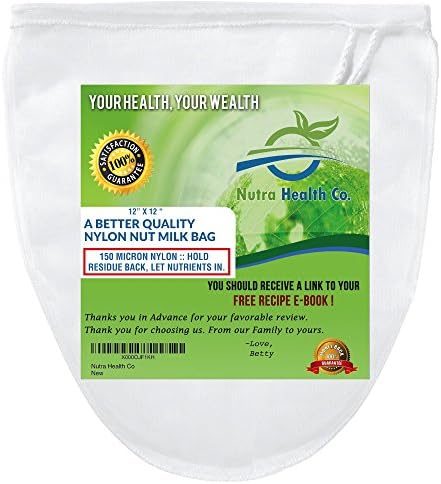 #1 True Quality Nut Milk Bag - 150 Micron Nylon 12" x 12" Round Base Reusable Food Grade Strainer &amp; Juice Bag ~Your Health, Your Wealth !