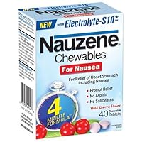 Nauzene Upset Stomach Relief for Nausea, Wild Cherry Flavor, 40 Chewable Tablets (Pack of 3)