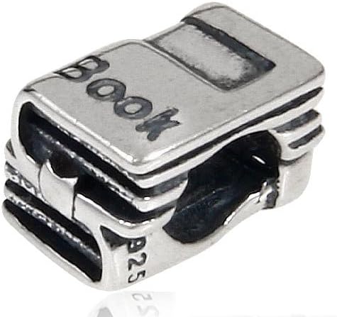 Soulbeads .925 Stamped Solid Silver Book Bead Charm Fits 3mm European Bracelets