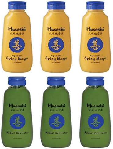 Musashi Bundle: Japanese Spicy Mayo [12 oz] + Midori Green Chili Sriracha [12 oz] (Pack of 6)