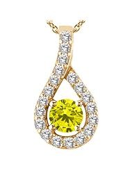 0.33 Ct Round Canary Diamond White Sapphire 14K Yellow Gold Pendant