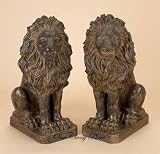 Pair Of Black Lion Statues 22 H Great Garden Decor