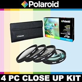 Polaroid Optics 4 Piece Close Up Filter Set (+1, +2, +4, +10) For The Nikon D40, D40x, D50, D60, D70, D80, D90, D100, D200, D300, D3, D3S, D700, D3000, D5000, D3100, D3200, D7000, D5100, D4, D800, D800E, D600 Digital SLR Cameras Which Have Any Of These (18-55mm, 55-200mm, 50mm, 40mm, 28mm) Nikon Len