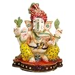Colorful Beaded & Kundan Stone Work Turban Ganesh Statue