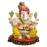 Colorful Beaded Kundan Stone Work Turban Ganesh Statue