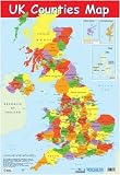 UK Counties Map Educational Poster 40x60cm