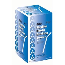`Flexible Plastic Drinking Straws 7 3/4" 400/Box