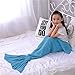 Mermaid Tail Blanket Girls Toys and Christmas Gifts Handmade Knitted Living Room Sofa Throws Perfect Birthday Present for Any Girls 55.18 Inch X 27.56 Inch (Kids-Sky Blue)