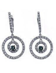 1.34 Carat Brilliant Round Blue Diamond Dangle Earrings