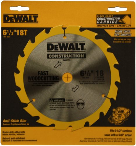 DeWalt DW9155 6-1 2-Inch 18 Tooth ATB Fast Cutting Carbide Saw Blade with 5 8-Inch Arbor