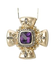 Tivolia Collection 14K Yellow Gold Celtic Cross Amethyst Pendant
