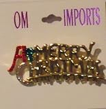 Sparkling Crystals Rhinestones Jades Genuine Gold Plated Gita Merry Christmas Brooch Pin