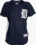 Detroit Tigers Authentic MLB Cool Base Road Batting Practice Jersey by Majestic Athletic (Navy)