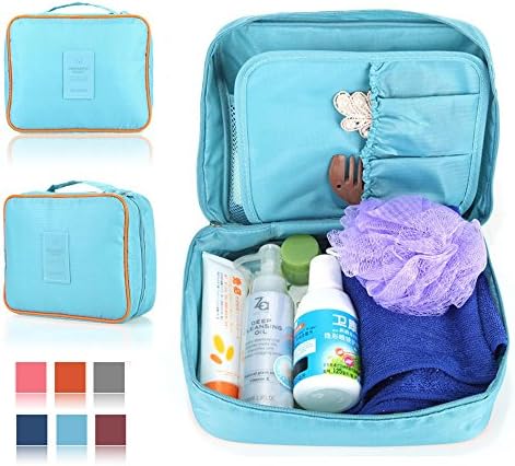 Pockettrip Clear Cosmetic Makeup Bag Toiletry Travel Kit Organizer New 2015 (Sky Blue 2015)