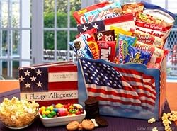 I Pledge Allegence Patriotic Theme Snacks & Gourmet Food Gift Basket - Fathers Day Gift Idea for Him